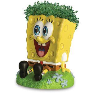 Chia Pet Sponge Bob - Handmade Funny Decorative Terracotta Planter Yellow NEW